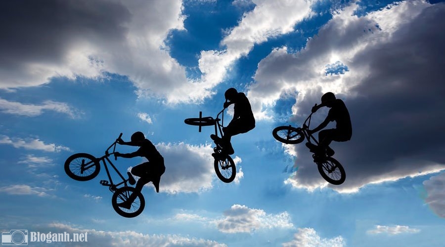 bầu trời, xe đạp, bay
