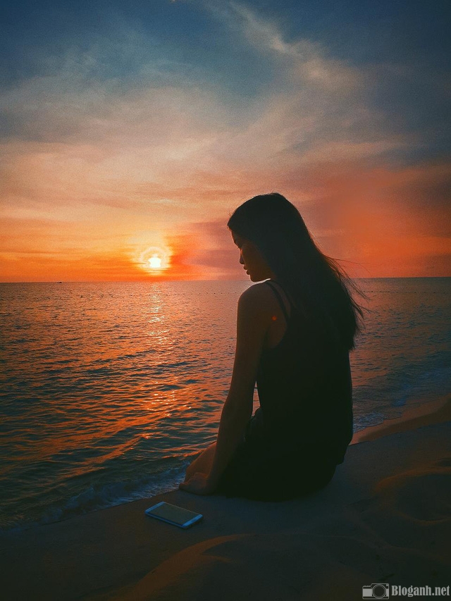 cô gái, mặt trời, biển